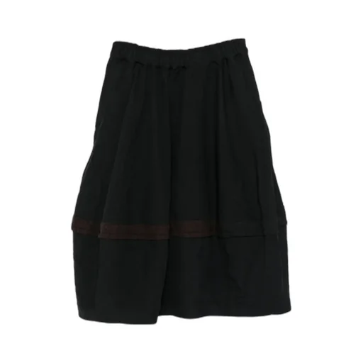 Elasticated-Wais Panelled Midi Skirt