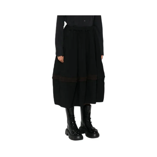 Elasticated-Wais Panelled Midi Skirt