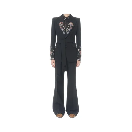 Embroidered Belt Jacket