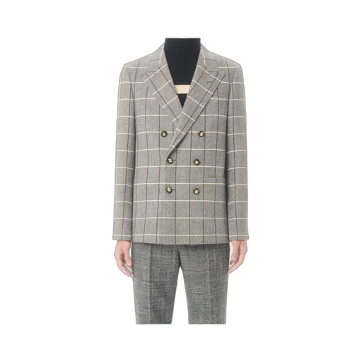 Valentino Double-Breasted Wool Jacket With Check Pattern