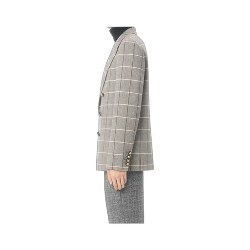 Valentino Double-Breasted Wool Jacket With Check Pattern