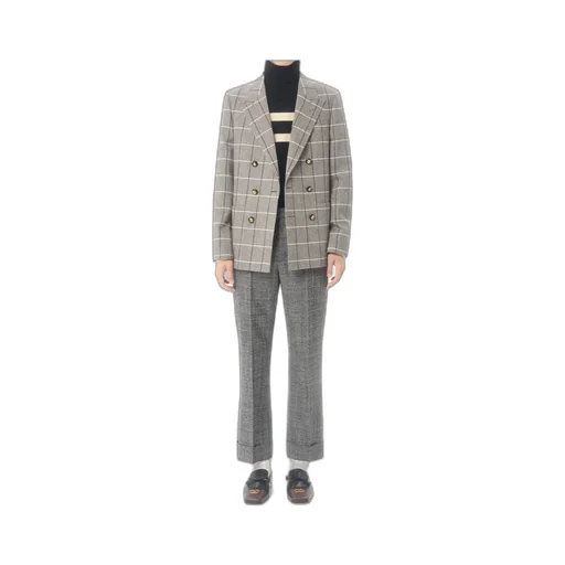Valentino Double-Breasted Wool Jacket With Check Pattern