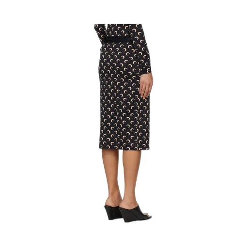 Black Moon Printed Jersey Midi Skirt