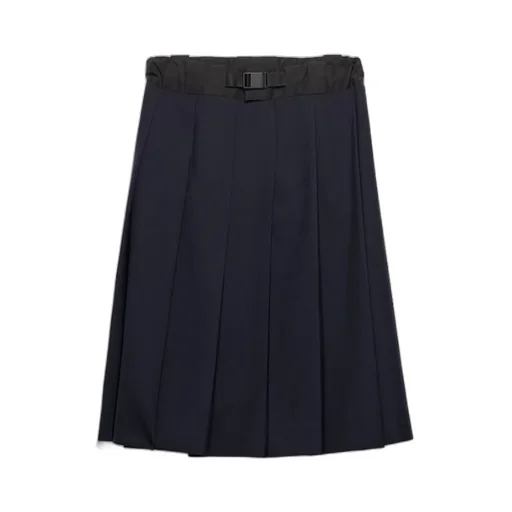 Prada Pleated Belted Midi Skirt