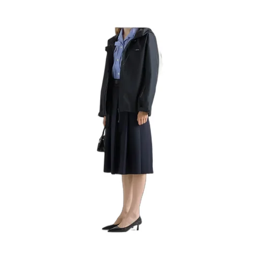 Prada Pleated Belted Midi Skirt
