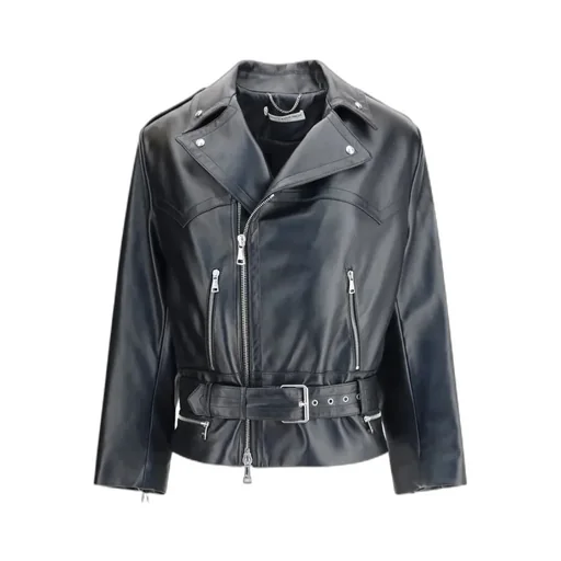 Long-Sleeved Leather Jacket