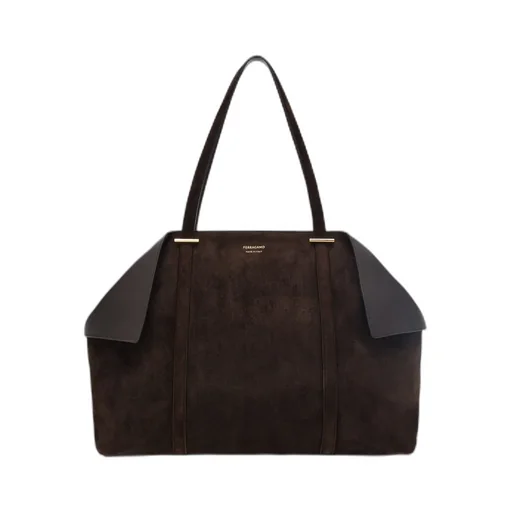 Ferragamo Large Folded-Sides Top Handle Bag
