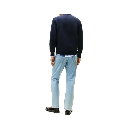 Flag Embroidery Terry Crew Neck Sweatshirt