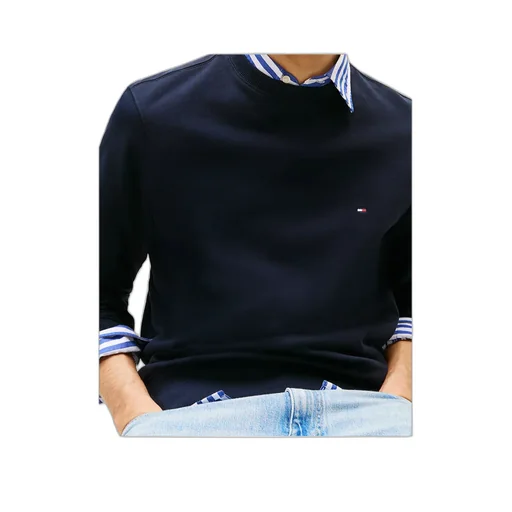 Flag Embroidery Terry Crew Neck Sweatshirt