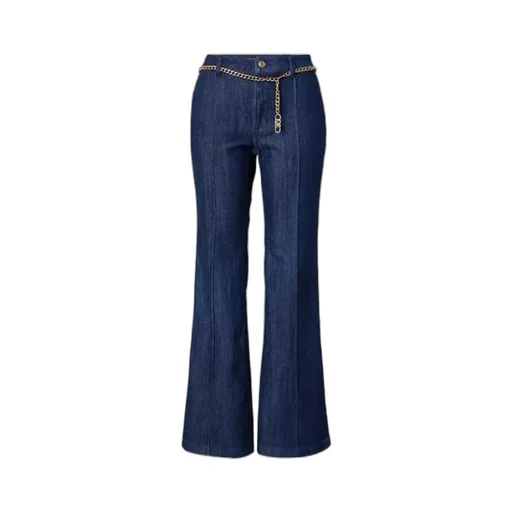 Flared Jeans With Chain Detail And Pockets