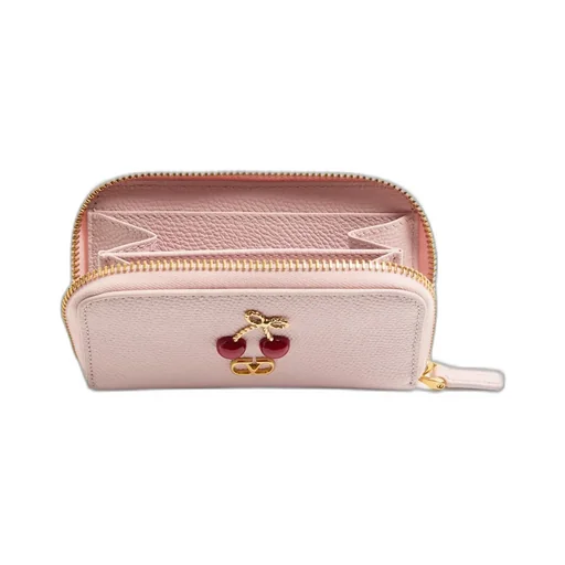 Valentino Cherryfic Vlogo Signature Zip-Up Wallet