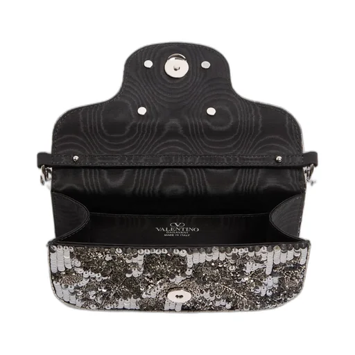 Valentino Loc Embellished Foldover Top Small Shoulder Bag