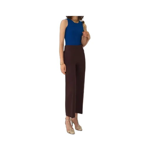 Straight Cropped Pants In Wool CrÊPe