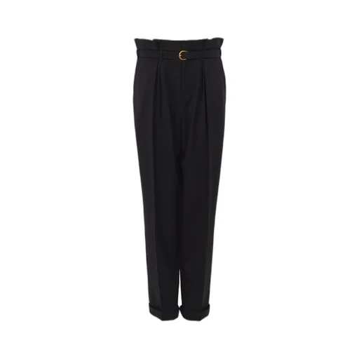 High-Rise Wide-Leg Pants In Wool Grain De Poudre