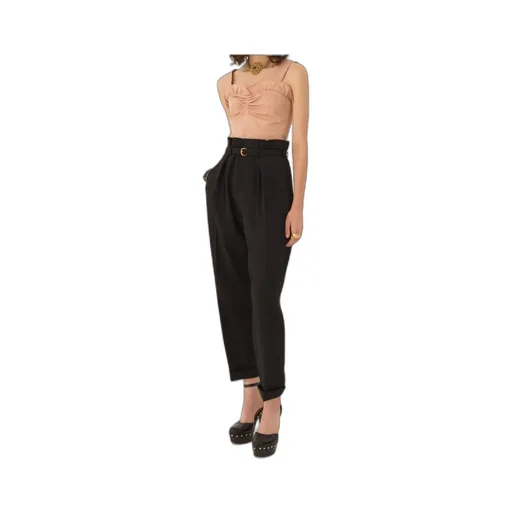High-Rise Wide-Leg Pants In Wool Grain De Poudre