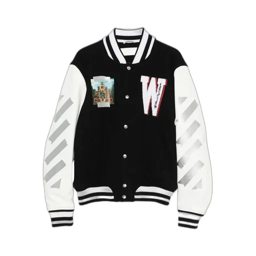 Appliqué Diag-Stripe Varsity Jacket
