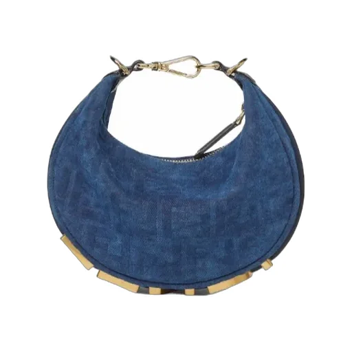Fendigraphy Mini Blue Ff Denim Flocked Mini-Bag