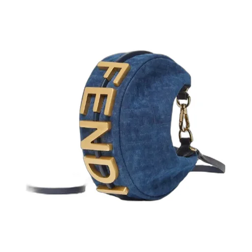 Fendigraphy Mini Blue Ff Denim Flocked Mini-Bag