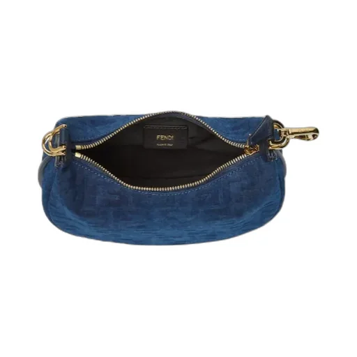 Fendigraphy Mini Blue Ff Denim Flocked Mini-Bag