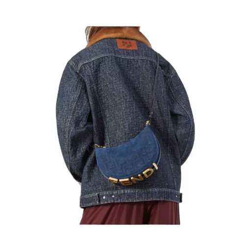 Fendigraphy Mini Blue Ff Denim Flocked Mini-Bag