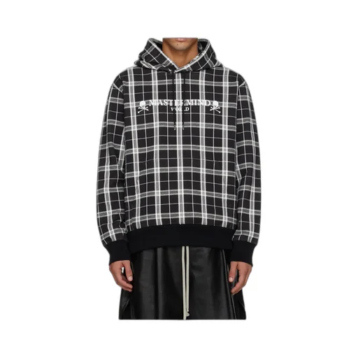 Terry Cloth Plaid Hooded Sweatshirt