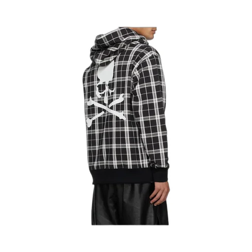 Terry Cloth Plaid Hooded Sweatshirt