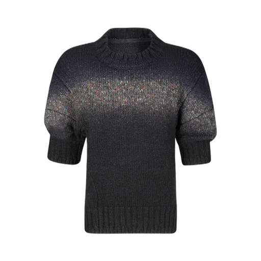 Sacai Garment Dye Short Sleeved Knitted Pullover