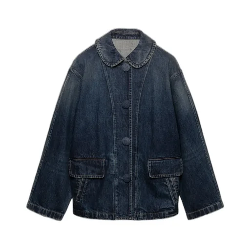 Washed Denim Blouson Jacket