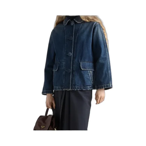 Washed Denim Blouson Jacket