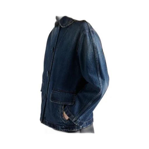 Washed Denim Blouson Jacket