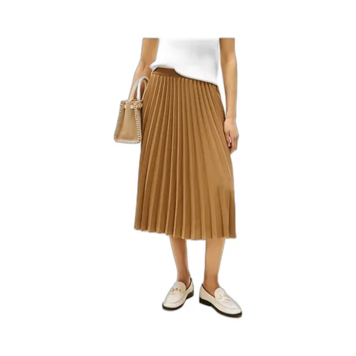 Logo Waistband Pleated Midi Skirt
