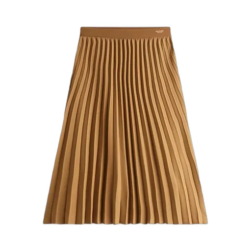 Logo Waistband Pleated Midi Skirt