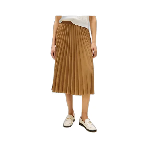 Logo Waistband Pleated Midi Skirt