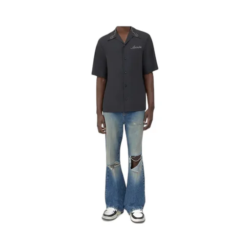 Ripped-Knees Bootcut Denim Jeans