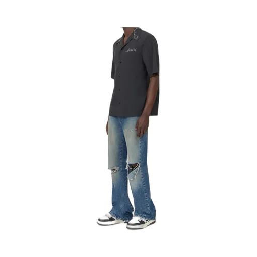 Ripped-Knees Bootcut Denim Jeans