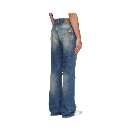 Ripped-Knees Bootcut Denim Jeans