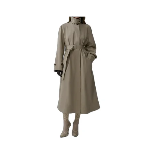 Flap Pocket Belted Gabardine Coat