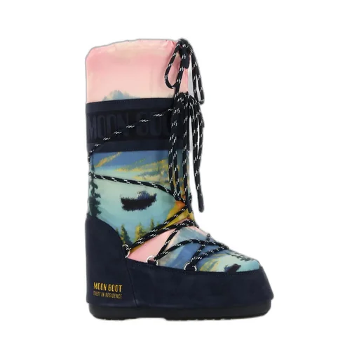 Printed Canvas And Suede Moon Boot X Guest In Residence Icon Boots