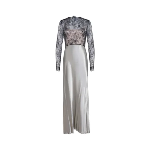Alberta Ferretti Glossy Lace Satin Dress