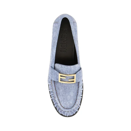 Fendi Baguette Logo Plaque Gathered Loafers