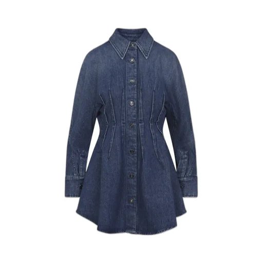 Givenchy Collared Long-Sleeve Mini Denim Dress