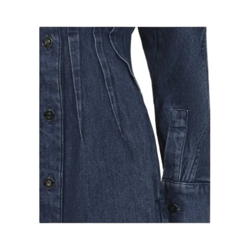 Givenchy Collared Long-Sleeve Mini Denim Dress