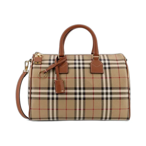 Burberry Checked Zipped Top Handle Bag