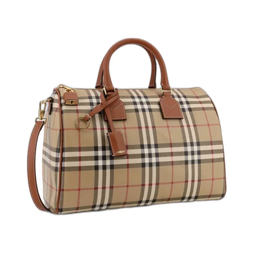 Burberry Checked Zipped Top Handle Bag