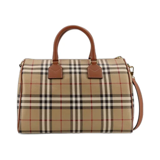 Burberry Checked Zipped Top Handle Bag