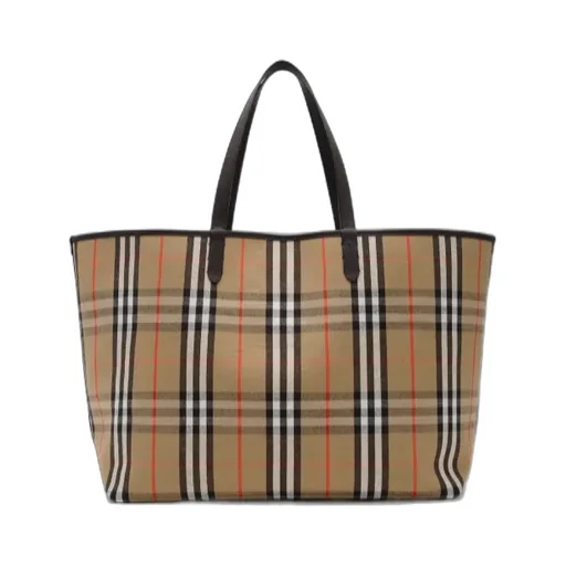 Burberry Ekd Patch Checked Reversible Tote Bag