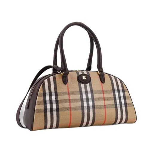 Burberry Logo Patch Checked Tote Bag