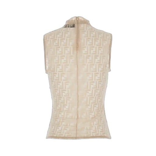 Fendi Monogrammed High-Neck Sleeveless Top