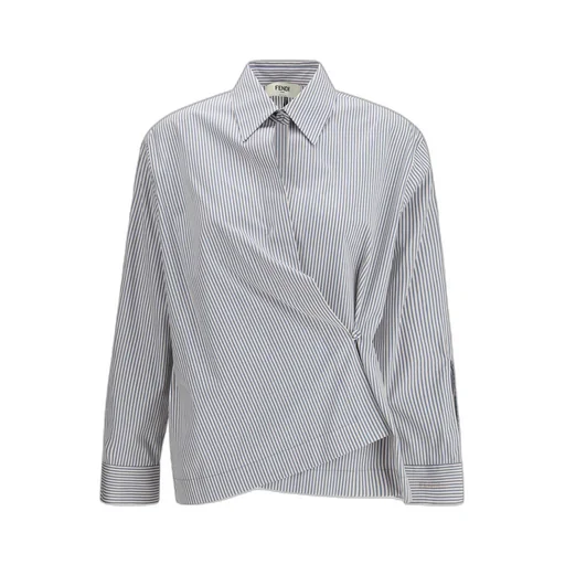 Fendi Striped Long-Sleeved Asymmetric Shirt