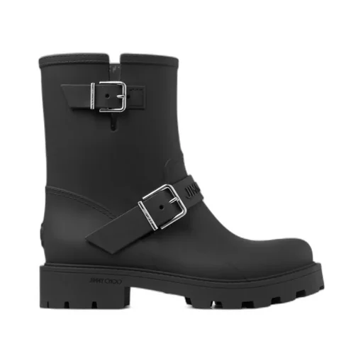 Jimmy Choo Round Toe Buckle Detail Boots